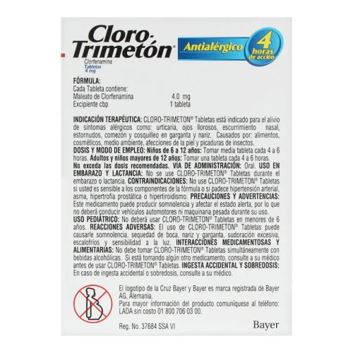 Comprar Cloro-Trimetón 4 Mg Con 20 Tabletas