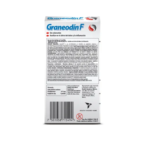 Graneodin F 8.75 Mg Miel Limón Con 16 Pastillas Sabor