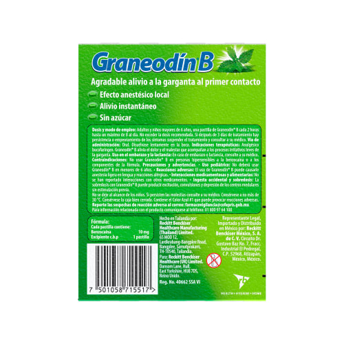 Comprar Graneodin B 10 Mg Con 24 Pastillas Sabor Menta Eucalipto