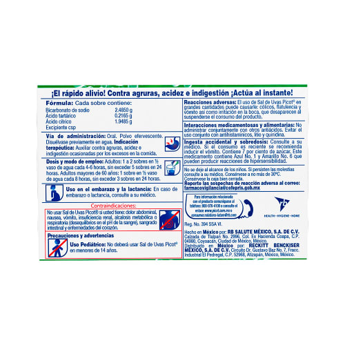Picot Sal De Uvas 2.485/0.2165/1.9485 G Polvo Sabor Manzana Con 10 Sobres