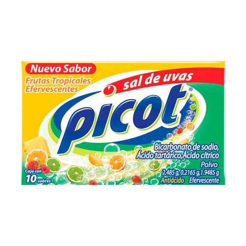 Comprar Picot Sal De Uvas 2.485/0.2165/1.9485 G Polvo Sabor Frutas Tropicales Con 10 Sobres