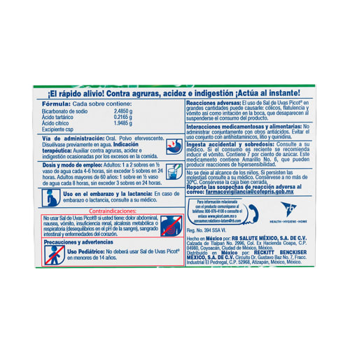 Picot Sal De Uvas 2.485/0.2165/1.9485 G Polvo Sabor Frutas Tropicales Con 10 Sobres