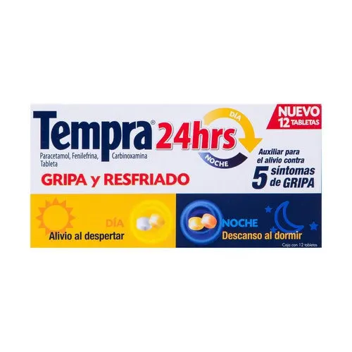 Tempra 24 Horas Paracetamol 400 Mg Con 12 Tabletas
