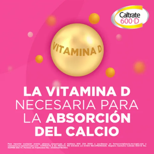 Caltrate 600+D con 30 Tabletas