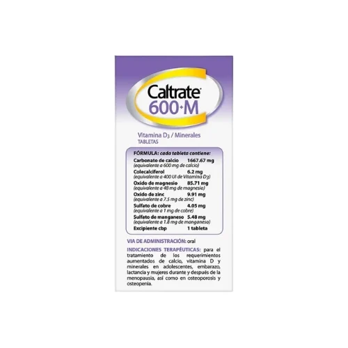 Caltrate 600+M con 60 Tabletas