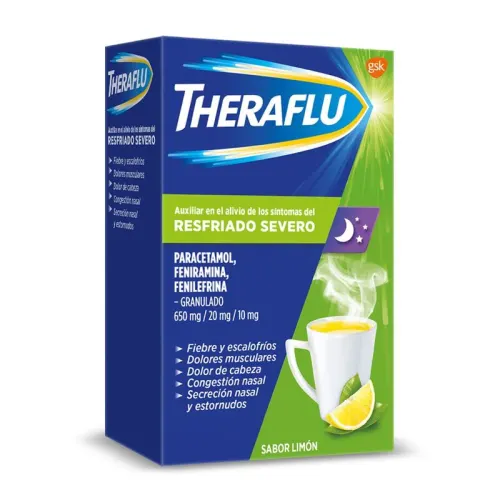 Theraflu 650/20/10 Mg Granulado 6 Sobres Sabor Limón
