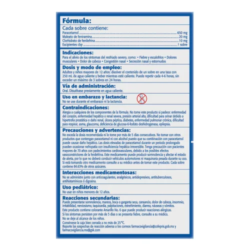 Theraflu 650/20/10 Mg Granulado 6 Sobres Sabor Limón