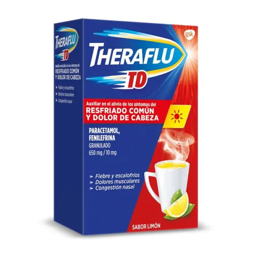 Comprar Theraflu Td 650/10 Mg Granulado Con 6 Sobres Sabor Limón