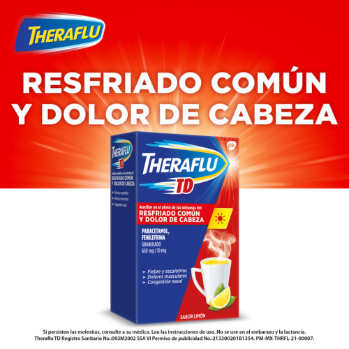 Theraflu Td 650/10 Mg Granulado Con 6 Sobres Sabor Limón