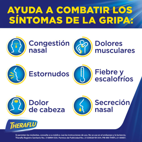 Theraflu 650/20/10 Mg Granulado Con 10 Sobres Sabor Limón