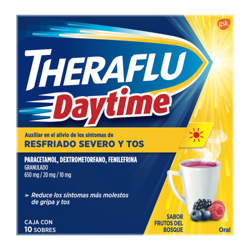 Comprar Theraflu Daytime 650/20/10 Mg Con 10 Sobres Sabor Frutos Del Bosque