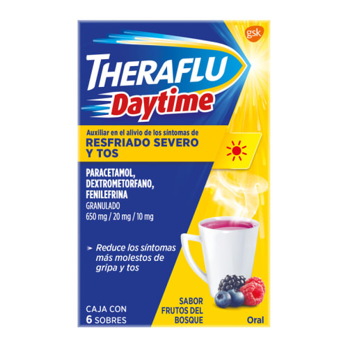 Comprar Theraflu Daytime 650/20/10 Mg Granulado Con 6 Sobres Sabor Frutos Del Bosque