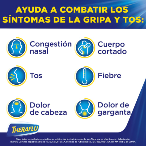 Theraflu Daytime 650/20/10 Mg Granulado Con 6 Sobres Sabor Frutos Del Bosque