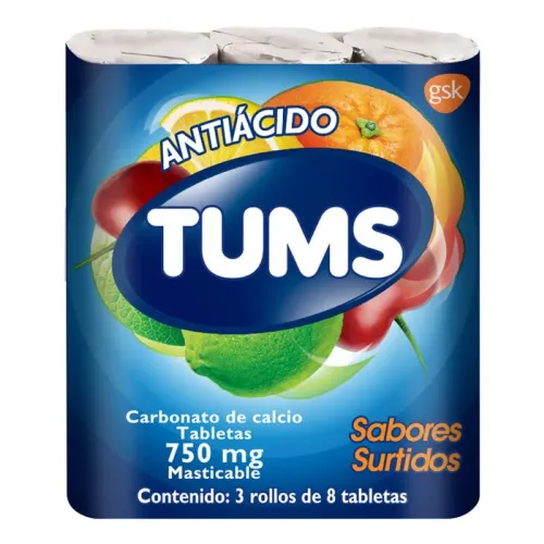 Comprar Tums 750 Mg 3 Rollos Con 8 Tabletas Masticables