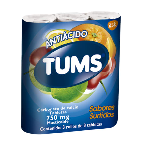 Comprar Tums 750 Mg 3 Rollos Con 8 Tabletas Masticables