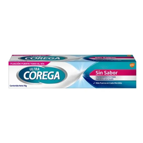 Corega Ultra Crema Adhesiva Para Prótesis Dentales Sin Sabor Con 70 G