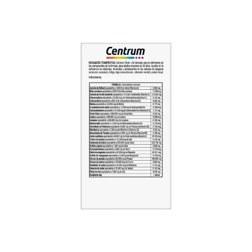 Comprar Centrum Silver+50 Multivitamínico Con 30 Tabletas.