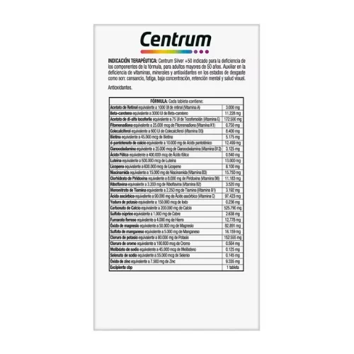 Centrum Silver Adulto 50+ Multivitamínico con 60 Tabletas