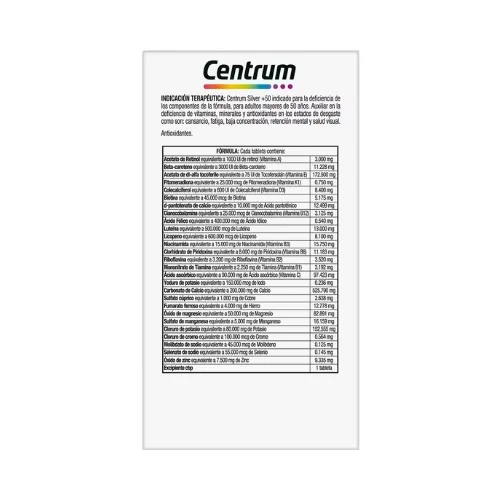 Centrum Silver Adulto 50+ Multivitamínico con 100 Tabletas