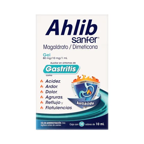 Ahlib Gel Malgaldrato, Dimeticona 10 Sobres Con 10 Ml