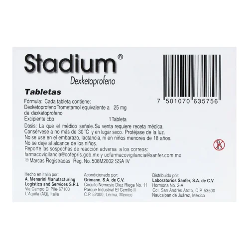 Comprar Stadium 25 Mg Con 10 Tabletas