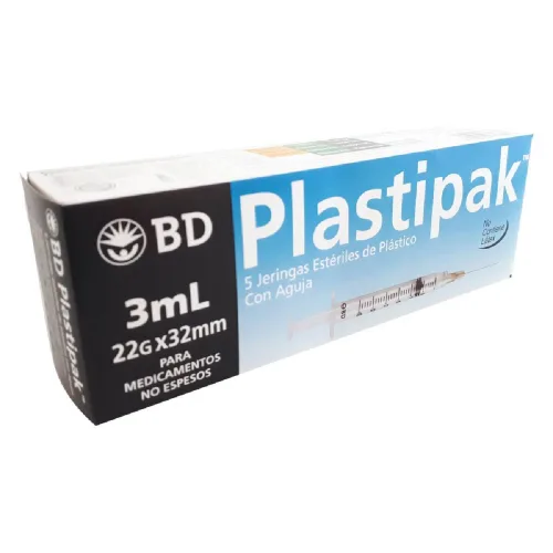 Comprar Plastipak Jeringa Estéril De Plástico De 3Ml 22X32Mm Con 5 Piezas