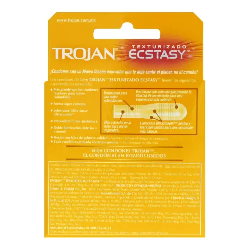 Trojan Ecstasy Condones Texturizados Con 2 Piezas
