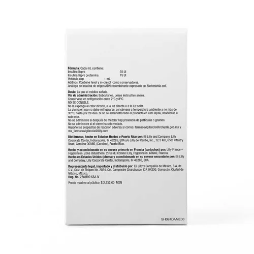 Humalog Mix 25 100 Ui Con 5 Plumas Precargadas