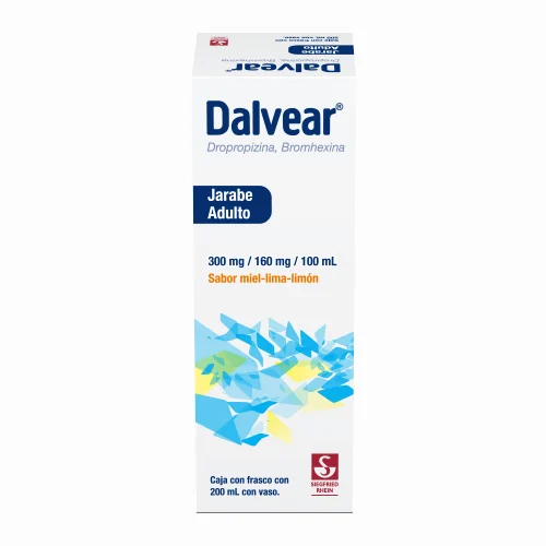 Dalvear Adulto 300 Mg / 160 Mg – Jarabe Sabor Miel Y Lima Limón 200 Ml (Dropropizina Y Bromhexina)