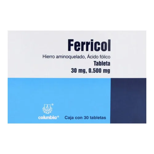 Comprar Ferricol 30/0.500 Mg Con 30 Tabletas