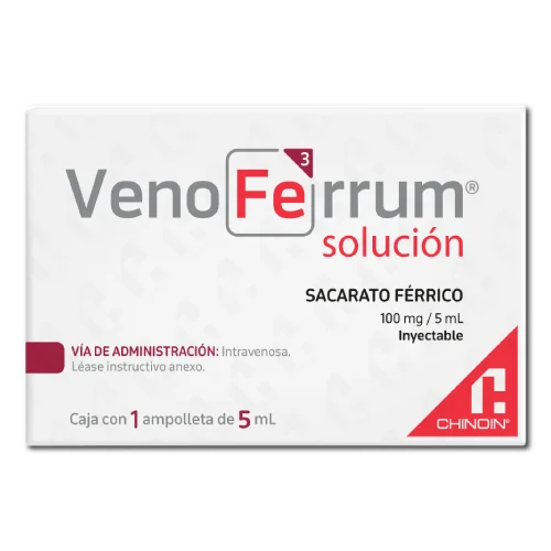 Venoferrum Sacato Férrico 100 Mg Solución Inyectable Con 5 Ml