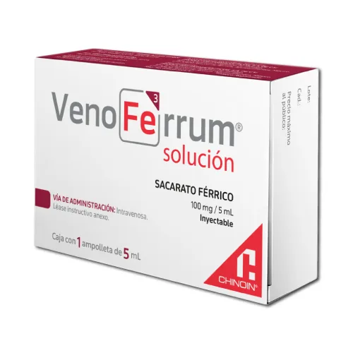 Venoferrum Sacato Férrico 100 Mg Solución Inyectable Con 5 Ml