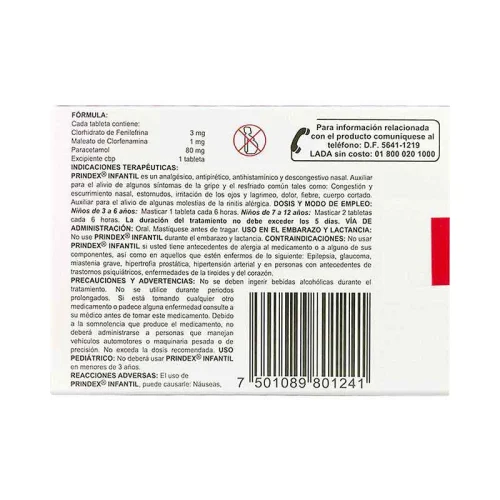 Comprar Prindex Infantil 3/1/80 Mg Con 20 Tabletas Masticables