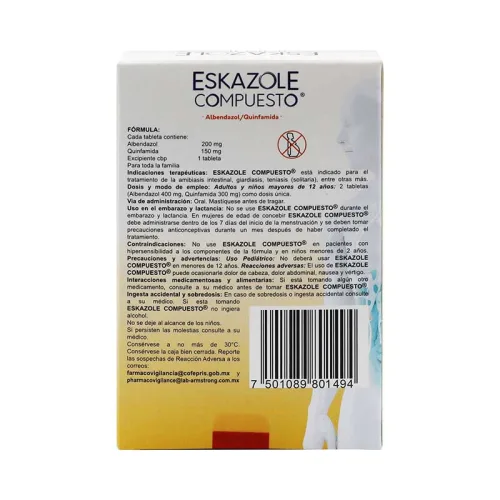 Eskazole 200/150 Mg Con 2 Tabletas