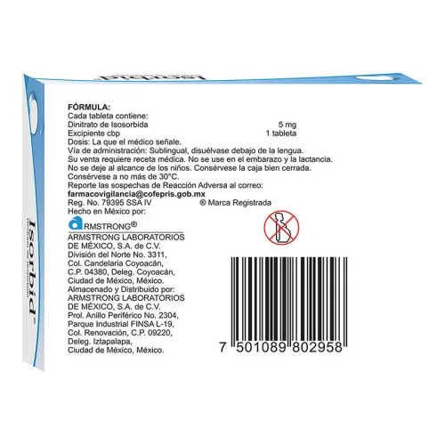 Isorbid 5 Mg Con 40 Tabletas Sublinguales