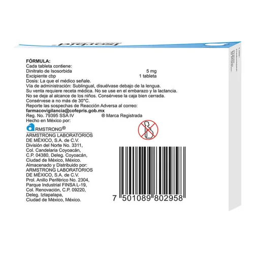 Isorbid 5 Mg Con 40 Tabletas Sublinguales