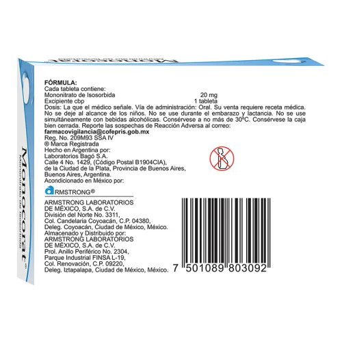 Monocorat 20 Mg Con 20 Tabletas