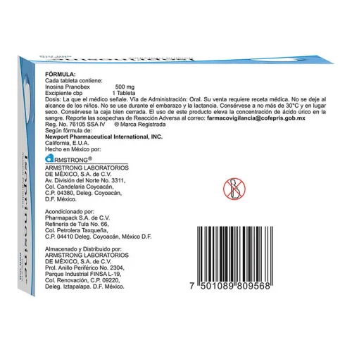 Comprar Isoprinosine 500 Mg Con 20 Tabletas