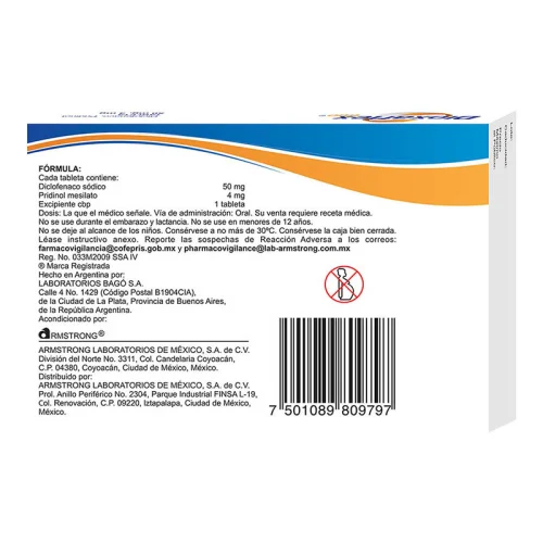 Comprar Dioxaflex Duo 50/4 Mg Con 15 Tabletas