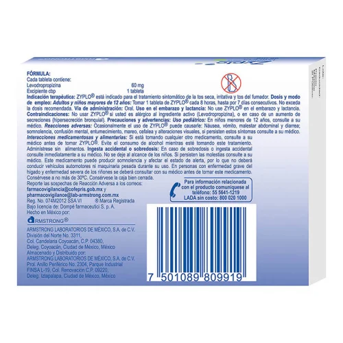 Zyplo 60 Mg Con 20 Tabletas