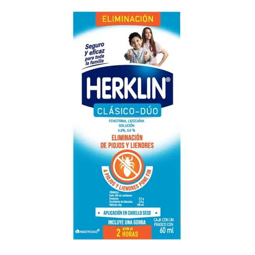 Comprar Herklin Clásico-Dúo 0.2/2 % Solución Para Piojos Y Liendres Con 60 Ml