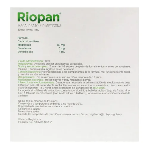 Comprar Riopan 80/10 Mg Con 20 Sobres De 10 Ml De Gel