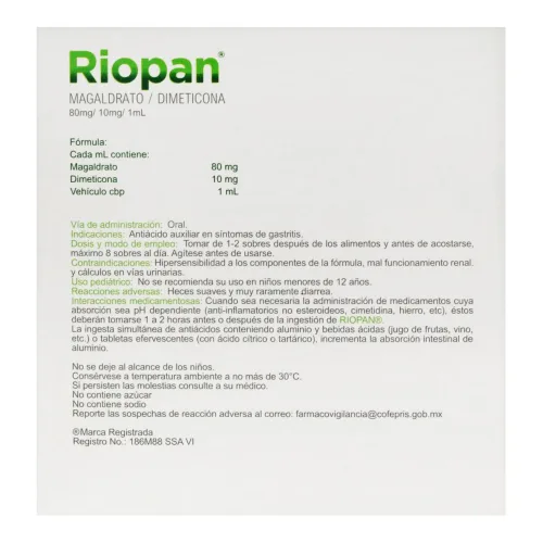 Comprar Riopan 80/10 Mg Con 10 Sobres De 10 Ml De Gel