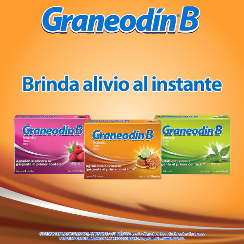 Graneodin B 10 Mg Con 24 Pastillas Sabor Miel Limón