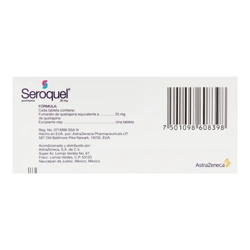 Comprar Seroquel 25 Mg Con 30 Tabletas