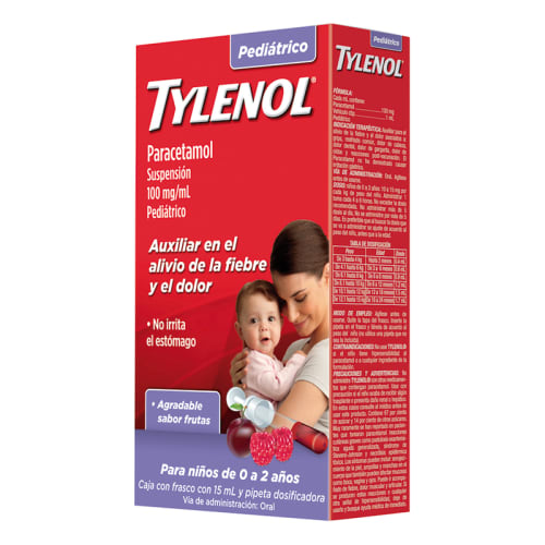 Comprar Tylenol Pediátrico 100 Mg Suspensión Oral Sabor Cereza 15 Ml