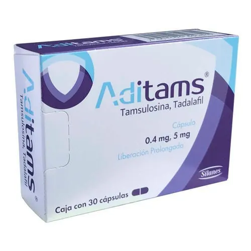 Aditams Tamsulosina Tadalafil 0.4Mg / 5Mg Con 30 Cápsulas