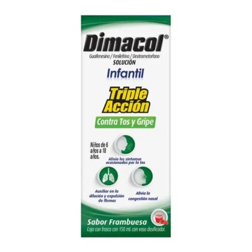 Comprar Dimacol 2000/100/200 Mg Solución Infantil Sabor Frambuesa Con 150 Ml