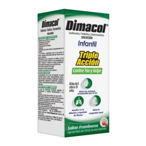 Comprar Dimacol 2000/100/200 Mg Solución Infantil Sabor Frambuesa Con 150 Ml