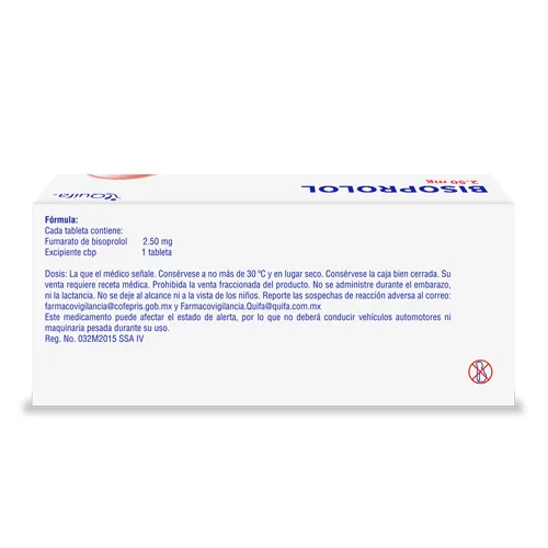 Bisoprolol 2.5 Mg Con 30 Tabletas (Quifa)